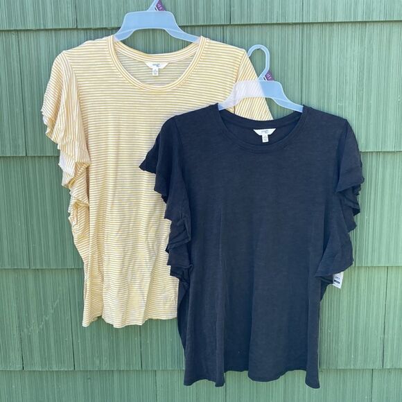 WOMENS Plus Size Flutter Sleeve Knit Top T-Shirt Blouses 2-Pack Size XXL - Picture 1 of 14